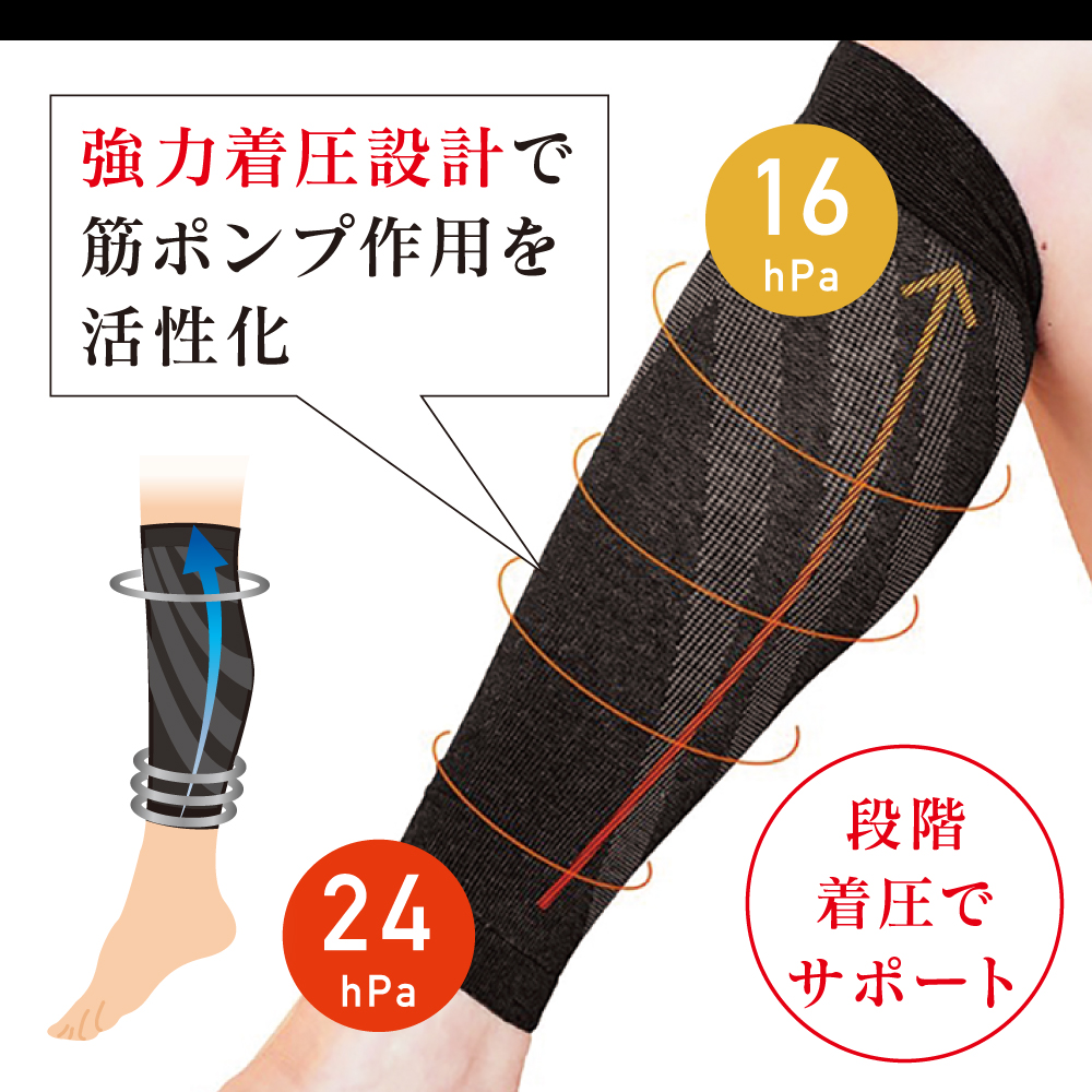 ふくらはぎ着圧サポーター ブラック 【1足組（2枚）】