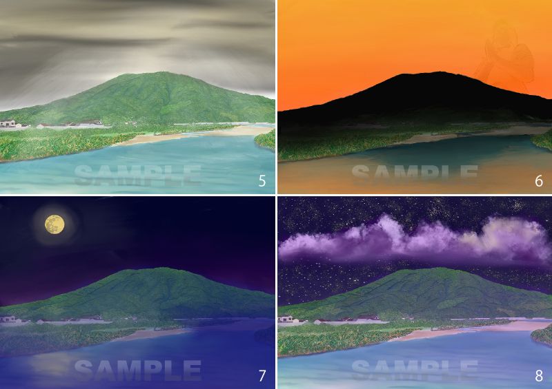 糸島八景画～可也山遠望図～8枚セット