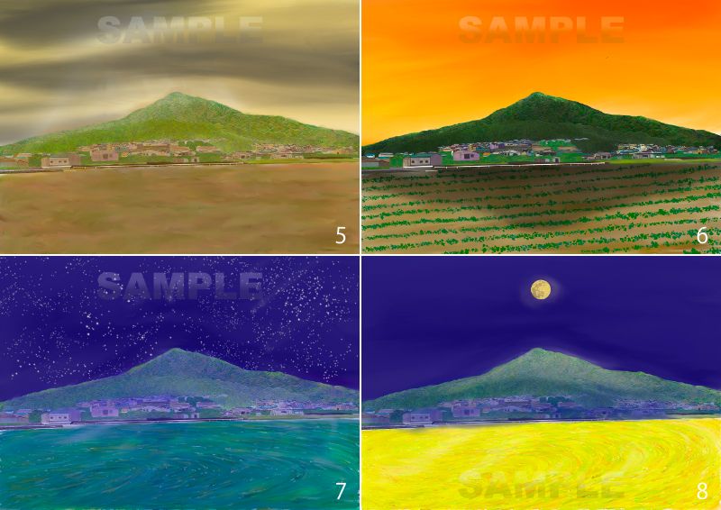 糸島八景画～豊穣の里・可也山～4枚セット