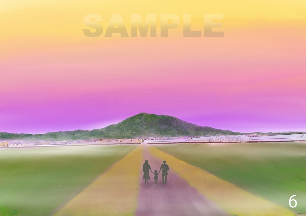 糸島八景画～可也山へと続く一本道 ～8枚セット