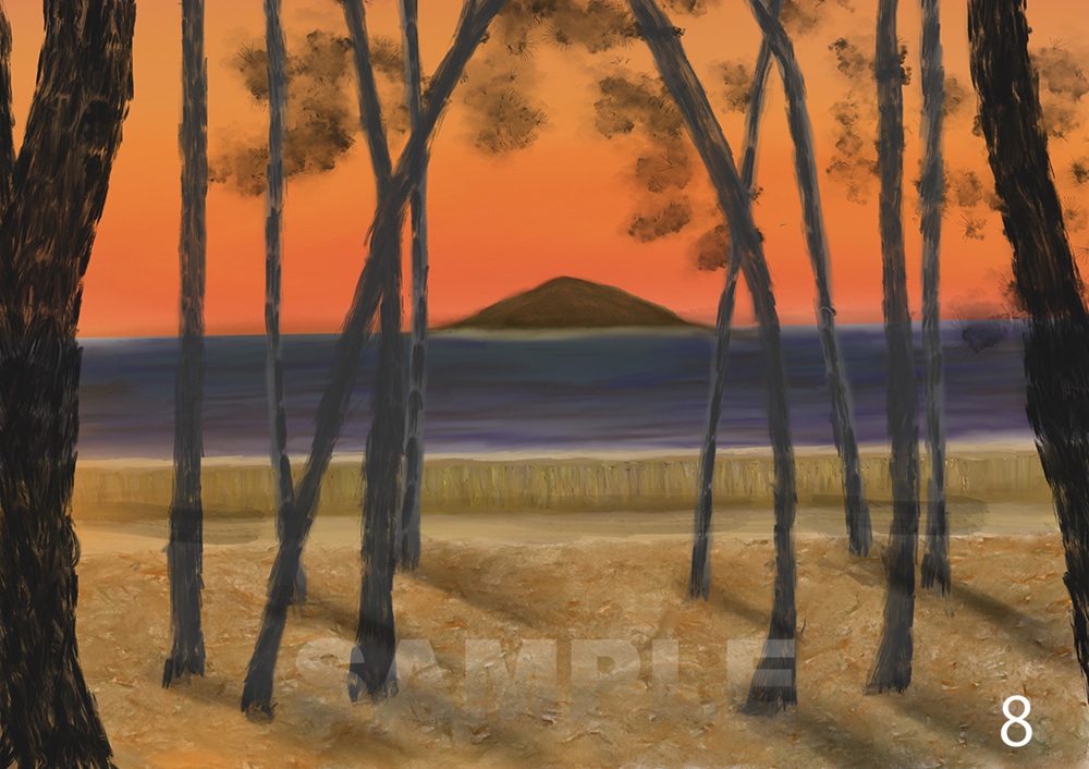 糸島八景画～松陰越しの姫島～