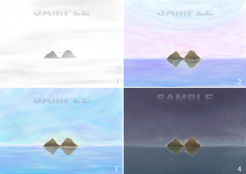 糸島八景画～夫婦岩八相～4枚セット