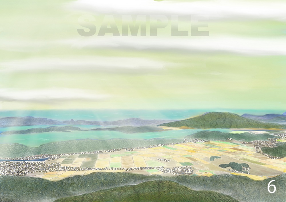 糸島八景画～糸島麦秋図～８枚セット