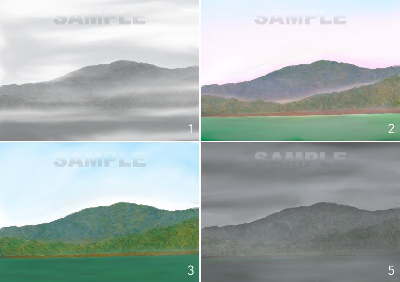 糸島八景画～雷山遠望～4枚セット