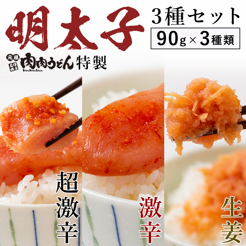 【送料無料】冷凍　肉肉うどんオリジナル明太子３種セット