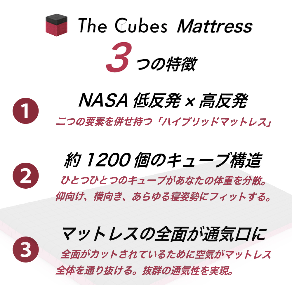 無重力マットレス The Cubes  T9A シングル
